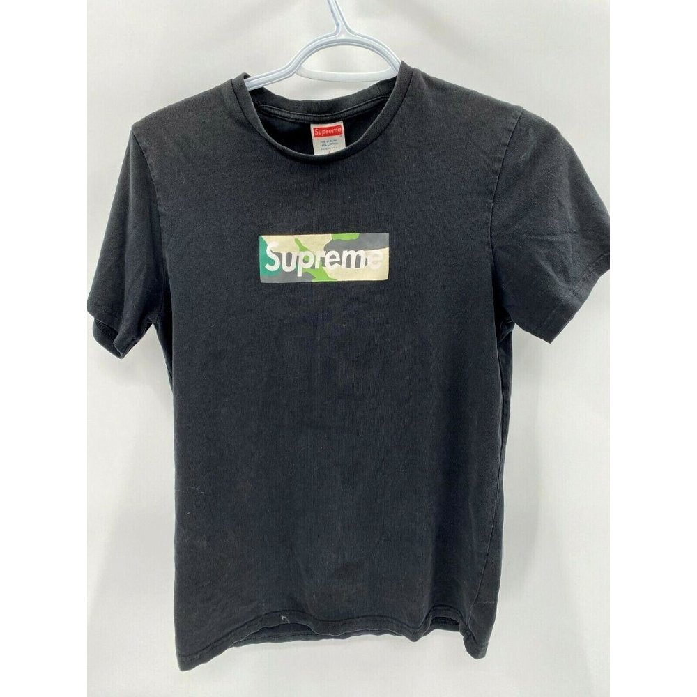 Supreme Brooklyn Store Green Camo Logo Box Black T-shirt Tee Top Women's Sz L